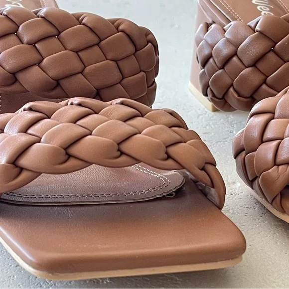 Brown Woven Heeled Sandals Women's 7.5 - Picture 7 of 9